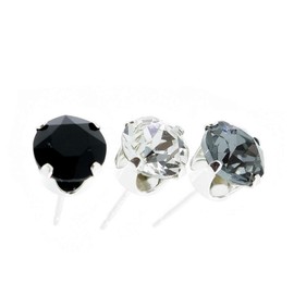 pewterhooter London Collection Men's Sparkling Sterling Silver Crystal Earrings with Gift Box.