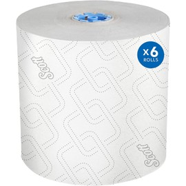 Scott® Hard 7 1/2" Roll Towels, 1,150', 70% Recycled, White, 115 Sheets Per Roll, Pack Of 6 Rolls