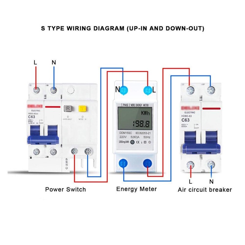 Single Phase Energy Meter 5-80A DDM15SC LCD Digital Display Din