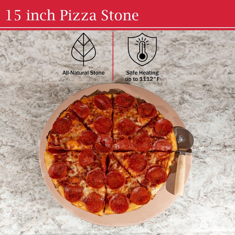 Pizza Stone - 15-Inch Pizza Stone for Oven or Grill
