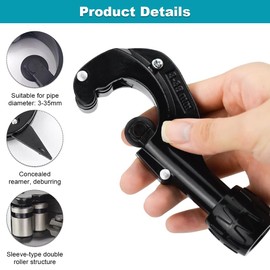 Pipe Cutter, Heavy Duty Tube Cutter 1/8"-1-5/8" (3-35mm) Tubing Cutter, Adjustable Plumbing Pipe Cutting Tool for Cutting Copper, PVC, Brass, Aluminum, Thin Stainless Steel Tube