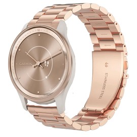 Compatible with Vivomove Trend Bands, Lamshaw Stainless Steel Metal Replacement Strap Bracelet Compatible with Garmin Venu Sq 2/Venu Sq/Venu/Venu 2 Plus/Approach S12/Approach S40/Approach S42/D2