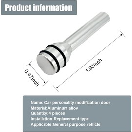 ZIMISI 4 Piezas Pomos de Cerradura de Puerta de Coche, 1.93" x 0.47", Cubierta de Cerradura de Puerta de Seguridad, Repuesto de Pasadores de Tirador de Puerta Interior de Coche de Aleación de Aluminio