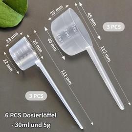luckaide Measuring Spoons, Pack of 6 Dosing Spoons, Measuring Spoons Gram, 30 ml, Transparent Scoop Spoon, 5 g with Scale 10 ml, 20 ml, 30 ml and 2 g, 3 g, 4 g Scales for Coffee Protein Powder Washing