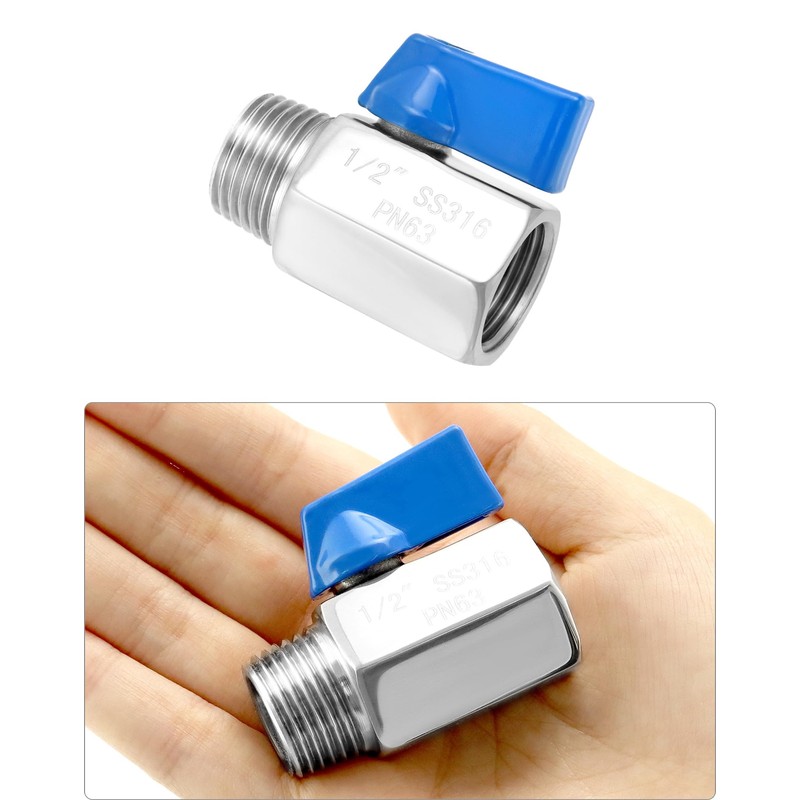 QWORK 2 Pack 1/2" NPT 316 Stainless Steel Inline Valve,