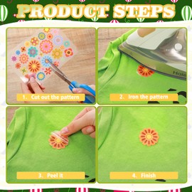 Containlol 12 Sheets Hippie Iron on Patches Decals Heat Transfer for Clothing Spring Peace Love Heart Flower Vinyl Appliques Stickers for Clothes T Shirt Jackets Hoodies DIY Decor (Hippie Style)