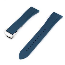 StrapHabit Quick Release Deployant Rubber Watch Strap For Large and Small Wrists - Women and Men - Band FKM Deloyment 19mm, 20mm, 21mm, 22mm (20mm, Blue)