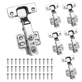 JVHLOV 6 Kitchen Cupboard Hinges, Soft Close Cabinet Hinges, 110 Degree Full Overlay Concealed Hinges, Cold Rolled Steel, Slow Close Hinges for Wardrobe Doors, with Screws Included