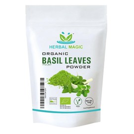 Herbal Magic's Organic Holy Basil Leaf Powder (Tulsi Powder) - Vibrant Smoothies,Juices,Shakes,Baked Recipes, Soups - Free from Fillers & Preservatives-of&G UK Organic Certified-100g
