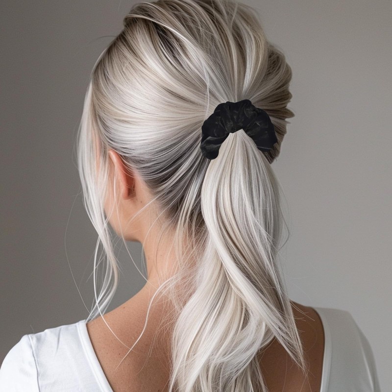 2 Pcs Velvet Scrunchie Black Suitable for Adult Women Large