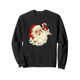 Vintage Retro Santa Claus Candy Cane Christmas Holiday Sweatshirt