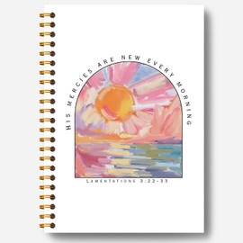 Guymn Christian Notebook, His Mercies Are New Every Morning Christian Journal for Women, Bible Notebooks for Note Taking, Christian Gifts for Women, Boho Sun Christian Spiral Notebook 5.5x8.3 Inch