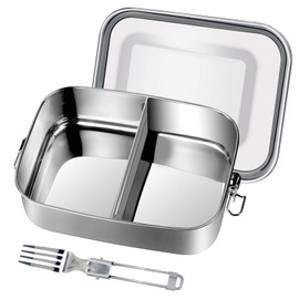 Gigmeta Stainless Steel Lunch Box, 1200 ml Lunch Box, Leak-Proof with Removable Divider, Lunch Boxes, Metal, Environmentally Friendly, for Adults and Children