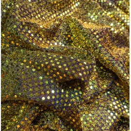 YYCRAFR Faux Sequin (3mm) Knit Fabric Shiny Dot Confetti for Sewing Costumes Apparel Crafts by The Yard (2 Yards, Black/Gold)