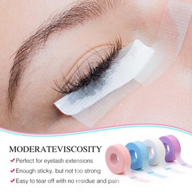 Lash Tape for Eyelash Extensions,Eyelash Tape Silicone Gel Eyelash Extension Tape for Sensitive Skin Pain-Free Removal Lash Extensions Tape(0.5in x 4yd, 4Rolls,Mixed)