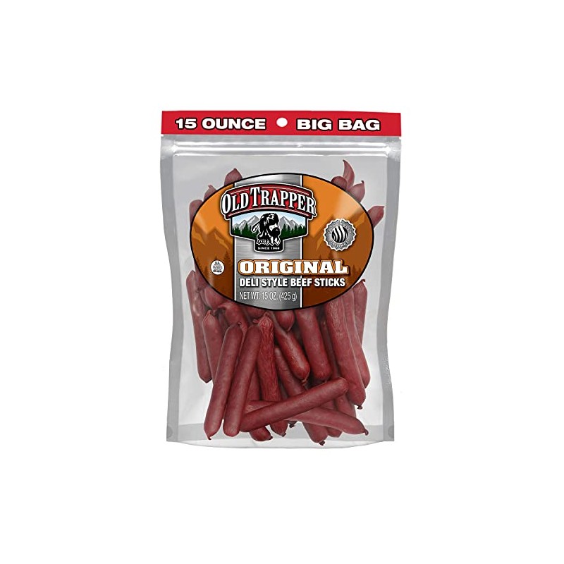 Old Trapper Original Deli-Style Beef Sticks,15-Ounce Package, Perfect for On-the-Go