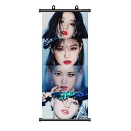 TuYines Blackpink Poster,Blackpink Merchandise,Blackpink Rollbild,BlackPink Fanartikel,Scroll Poster,Blackpink Geschenk,Stoff Poster für Wanddekoration 70 * 30cm