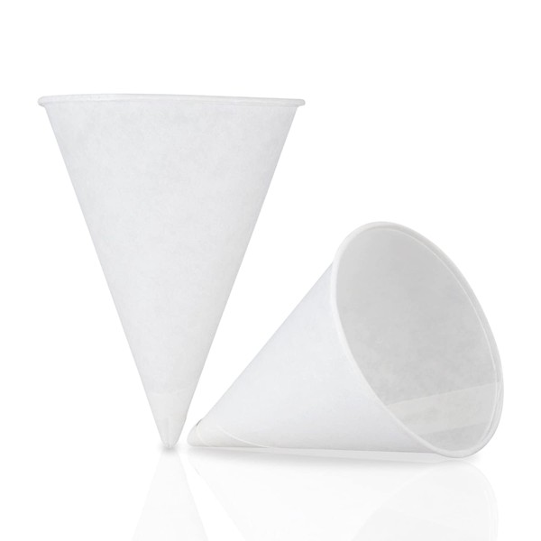 C&S Event Supply Co. 4.5 oz Snow Cone Cups - Rolled Rim Paper Cone Cups, White Disposable Cups for Paper Cup Dispenser, Office Water Coolers, Sports Teams, Shaved Ice, Slushies, Pack of 200