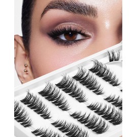 Cat Eye Cluster Lashes,10-15mm DIY Eyelash Extensions,Natural Cluster Eyelashes for Self-application Individual Lashes at Home,3D Soft and Lightweight-Style False Eyelashes