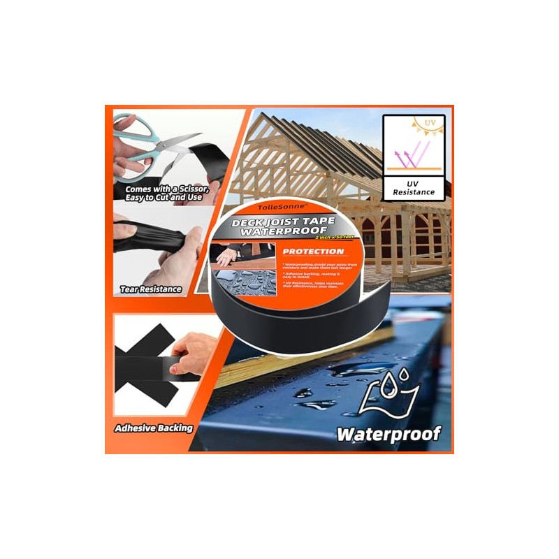 10 Pack Weather-Resistant Butyl Joist Tape - 2" x 50'