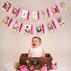 1st Birthday Burlap Photo Banner Garland Handmade Felt from Newborn