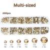 2120Pcs Champagne Gold Crystal Nail Rhinestones Round Beads Flatback Glass