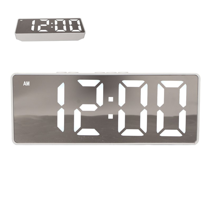 Digital Alarm Clock Temperature Display LED Mirror Electronic Clocks for