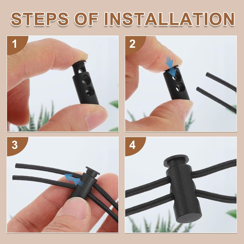 uxcell 25 Pcs Double Hole Cord Locks with 39Inch Elastic