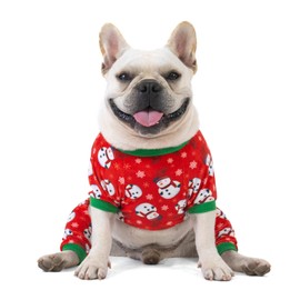 CuteBone Dog Christmas Pajamas Puppy Onesies Small Dogs Soft Pjs Coat Cat Apparel Comfy Pet Clothes Outfit Doggie Bodysuit P136XS