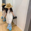 OhMill Classic Plain Kids Fedora Straw Hat Light Breathable Bucket