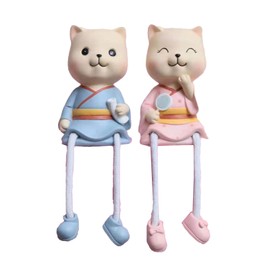 2pcs Car Dashboard Decorations Resin Fun Cartoon Cute Animal Ornaments for Auto Interior Gifts Brother and Sister Rabbit