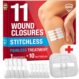 Emergency Wound Closure Strips - 11pk - 2 Types Easy to Use Butterfly Bandages - Stitchless & Painless Laceration Closure Kit