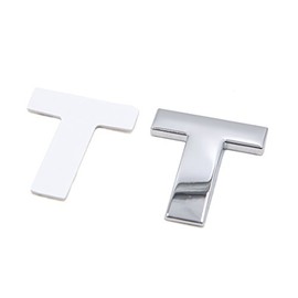 uxcell Silver Tone Metal T Letter Shaped Alphabet Sticker Emblem Badge Decals for Car
