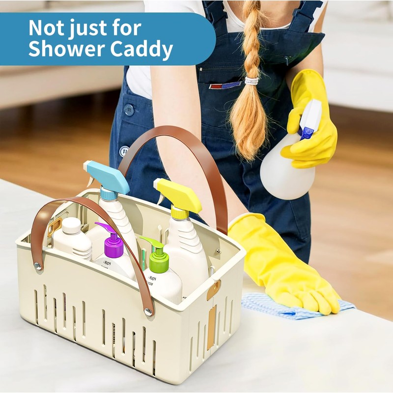 Portable Shower Caddy,Foldable Shower Caddy with Handle and Adjustable Divider,Plastic