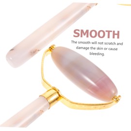 Healeved 2pcs Jade Roller Facial Smooth Face Massage Tool for Relaxation and Cooling for Skin Tightening and Puffiness Relief Includes Large Jade and Roller