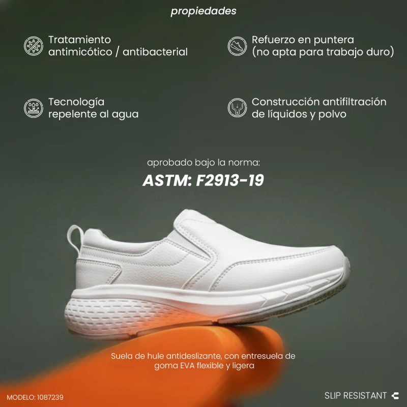 Zapato Clínico Antideslizante Para Caballero Charly Palium Work Service 1087239