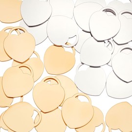 CRAFTYMELODY 30Pcs 2 Colors Heart Stamping Blank Tag 304 Stainless Steel Pendants Love Engraving 19x16mm Flat Blank Charms for Bracelet Earring Necklace Jewelry Making DIY Craft