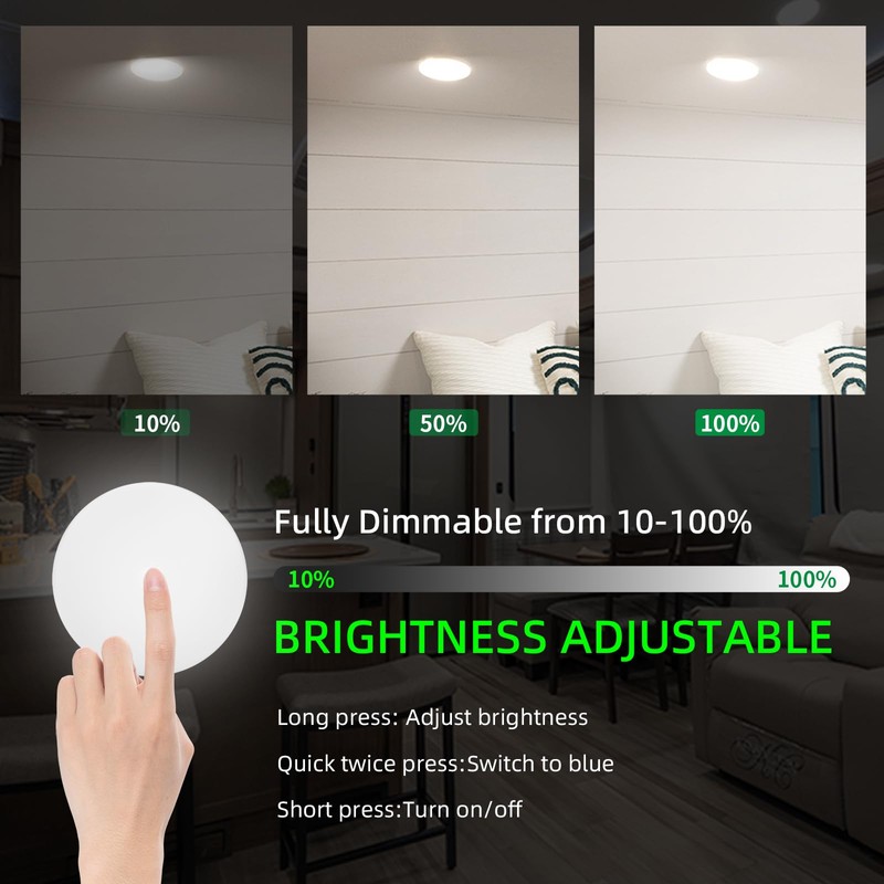 ULITECO RV Puck Light 5Inch, Dimmable RV Light Fixture 12V,
