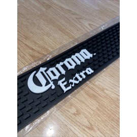 Crown Imports CORONA PREMIER BEER PROFESSIONAL BAR SPILL DRIP SERVICE RAIL MAT BLACK WHITE NEW