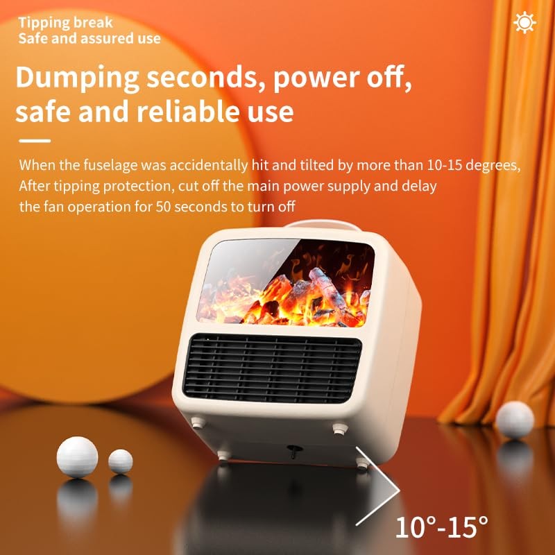 2nd Generation Mini Electric Space Heater with 3D Flames, Portable