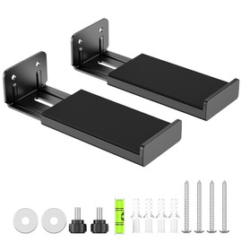 PlusAcc Soundbar Wall Mount, Universal Adjustable Bracket Holder, Black