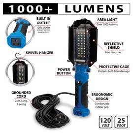 PERFORMANCE TOOL W2237 Wilmar 1000 Lumen 120v LED Drop Light, Black/Blue