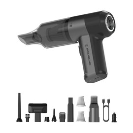 Scosche SCOVAC Cordless Handheld Vacuum Cleaner with Inflator, Deflator & Air Duster, 4-in-1 Small, High Power, Rechargeable and Portable Hand Held Vacuum for Car, Home, Office, Pet Hair