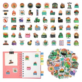 60PCS Dumpster Fire Stickers Vinyl Waterproof Stickers for Scrapbook, Journaling, Laptop, Bumper, Skateboard, Water Bottles, Computer, Phone, Cartoon Anime Stickers