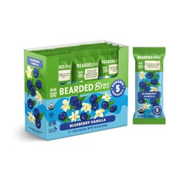 Bearded Brothers Organic Vegan Energy Bars - Gluten & Soy Free, Paleo, Whole 30 | Non GMO, Low Glycemic, High Protein, Fiber (12 Count (Pack of 1), Blueberry Vanilla)