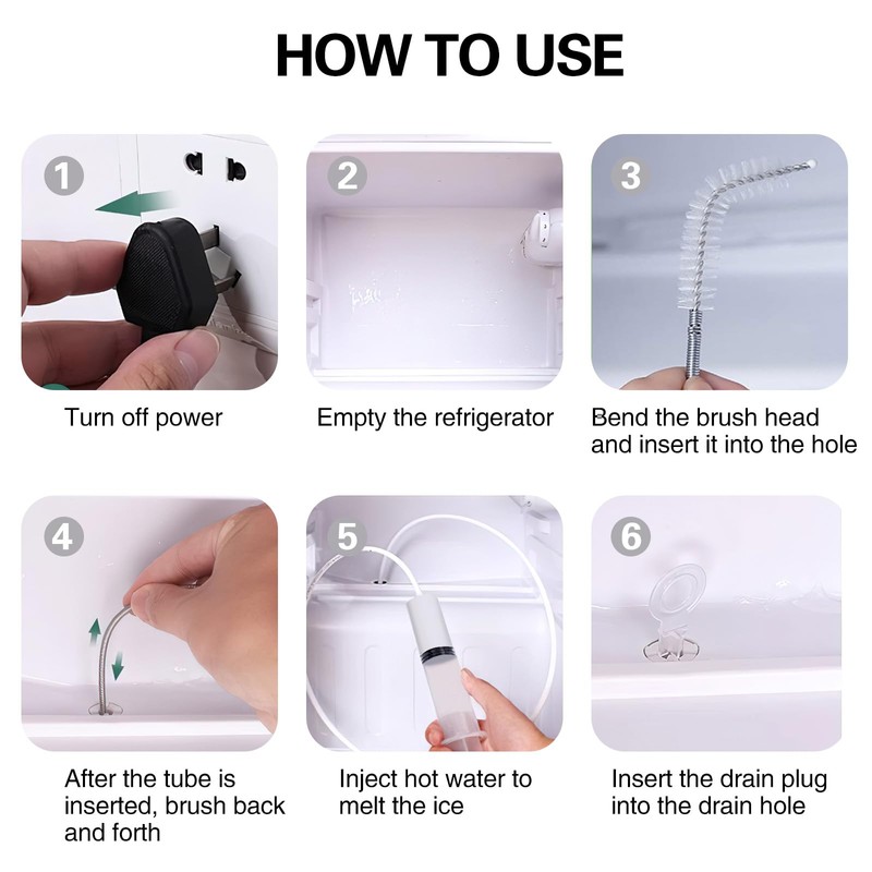 Fridge Drain Hole Cleaning Tool 9 Pcs Fridge Dredger Set