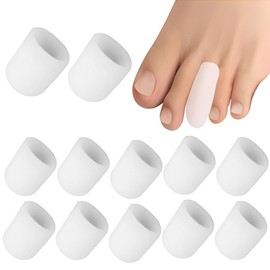 12 PCS Gel Toe Protectors for Missing or Ingrown Toenails Silicone Big Toe Cap for Blister, Corn, Callus, Hammer Toes Toe Covers for Women,Man(White,Medium Size)