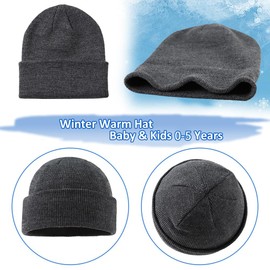 PEECABE Kids Knit Hat Winter Baby Beanie for Toddler Boys Girls Beanies Plain Warm Infant Snow Skull Caps for Boys Girls 0-5 Years (6-24 Months, Dark Gray)