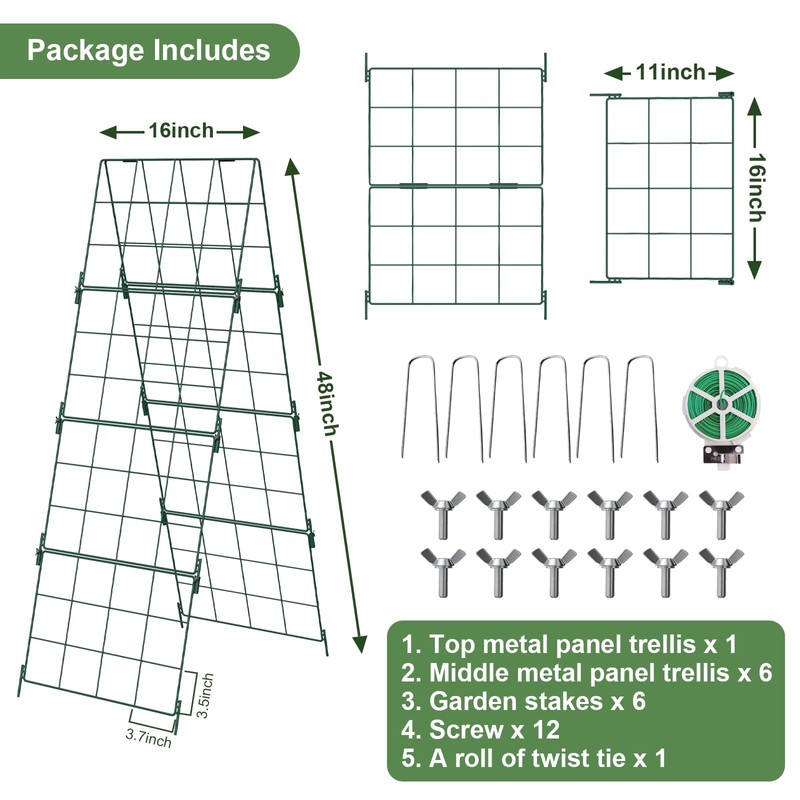 Heavy Duty 48"x16" Adjustable A-Frame Cucumber Trellis for Climbing Plants,iGreely