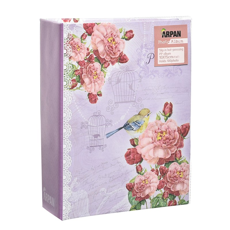 6x4'' Small Purple Vintage Bird Slip In Case Photo Album